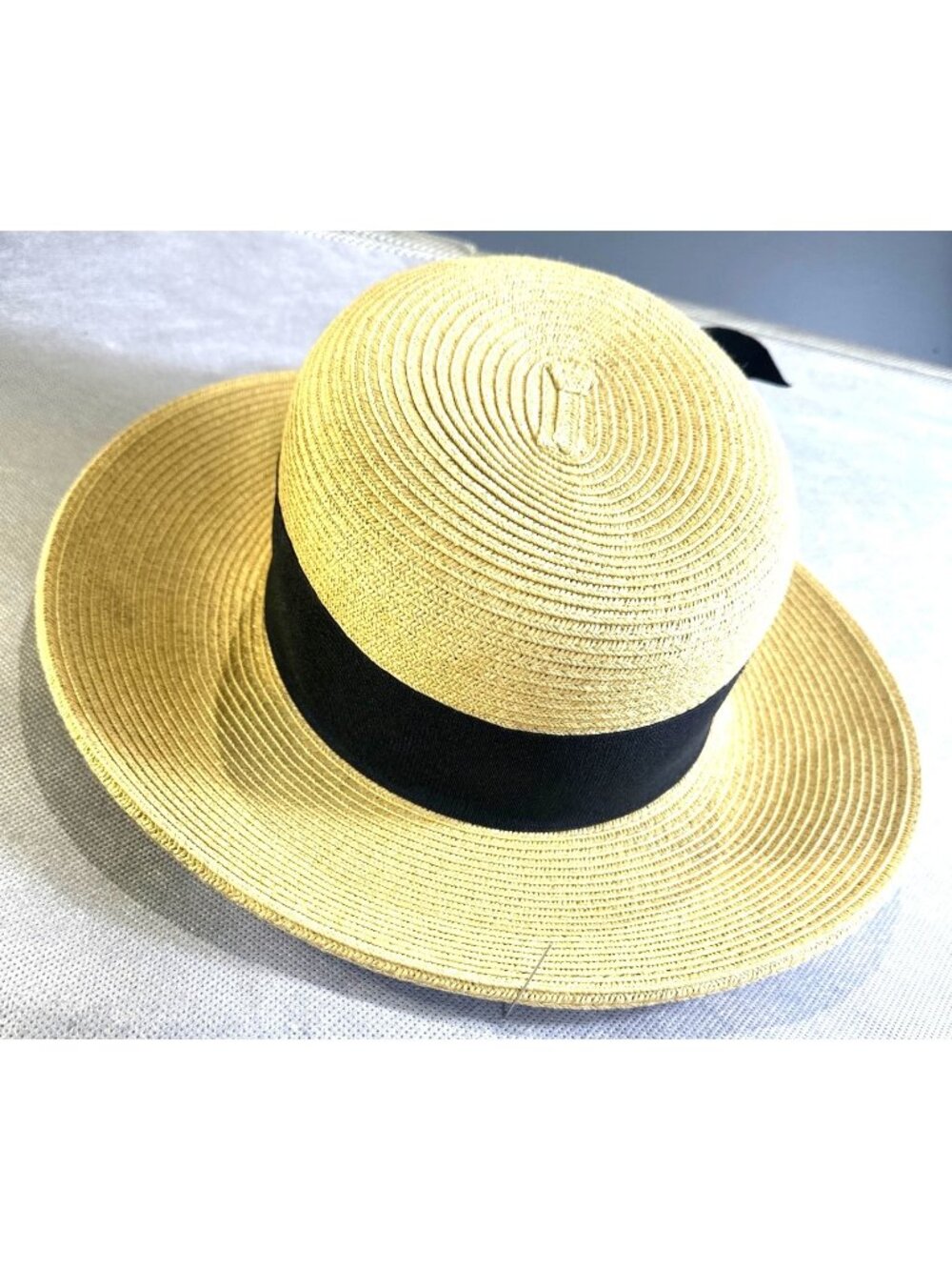 Scala Handmade Wide-Brim Straw Hat With Black Ribbon Bow breathable 1 Size Fits